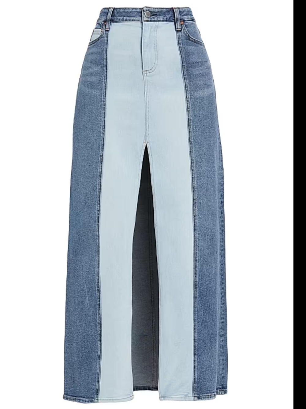 Alice + Olivia Rye Two-Tone Denim Skirt 28 $375